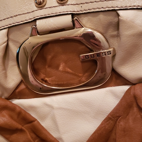 Guess Cream & Camel Patchwork Design Bag - Picture 2 of 14